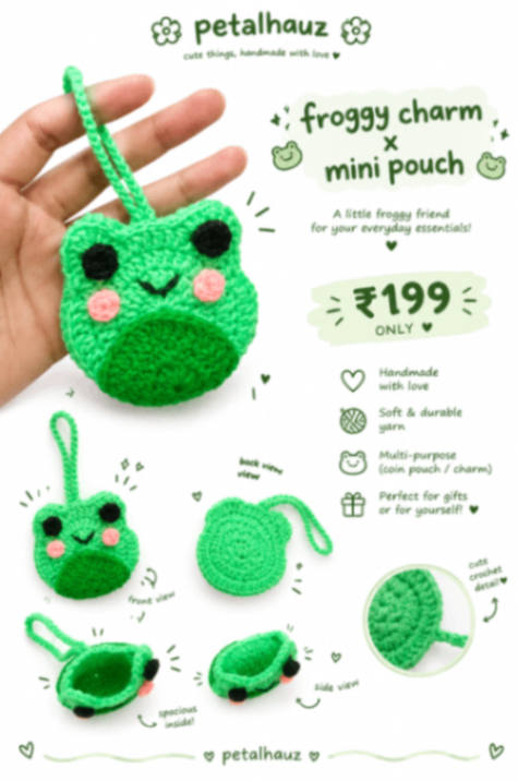 Froggy charm x mini pouch 🐸