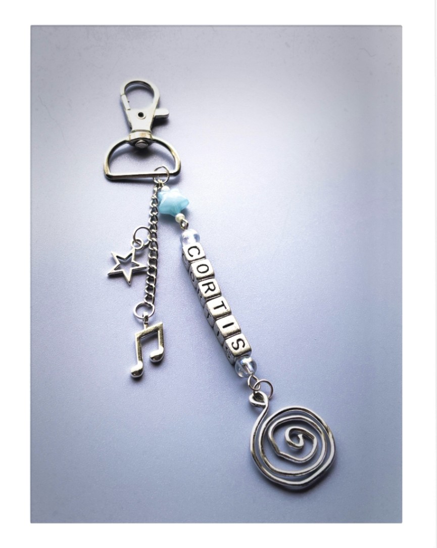 Edgy Celestial "CORTIUS" Letter & Spiral Beaded Keychain