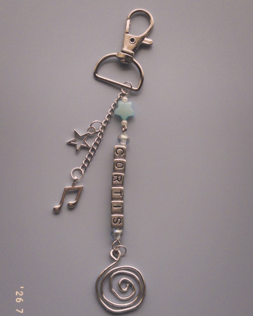 Edgy Celestial "CORTIUS" Letter & Spiral Beaded Keychain thumbnail 4
