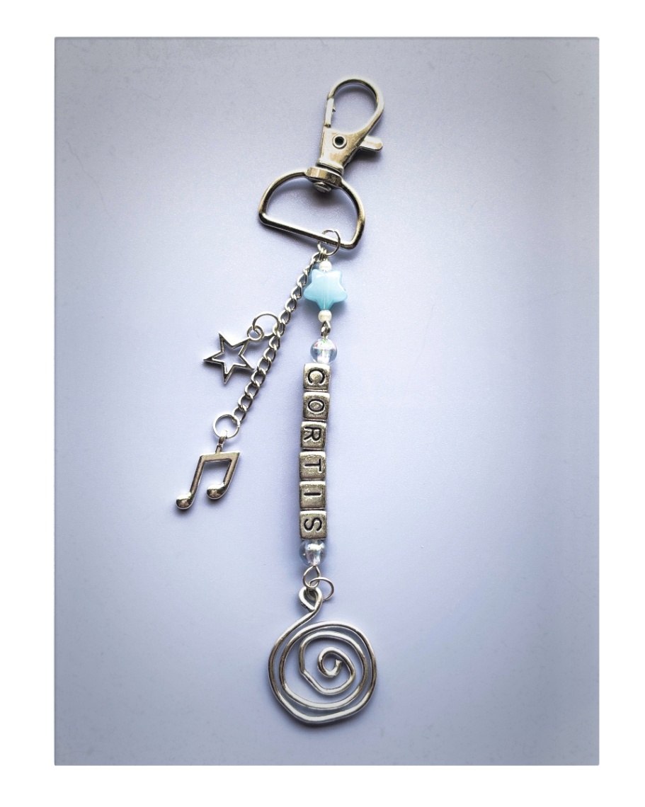 Edgy Celestial "CORTIUS" Letter & Spiral Beaded Keychain thumbnail 5
